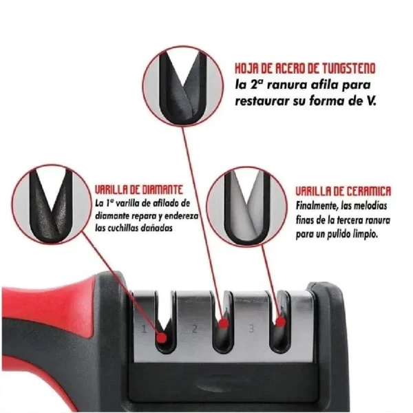 afilado 4 Afilador De Cuchillos Tijera Acero Mango