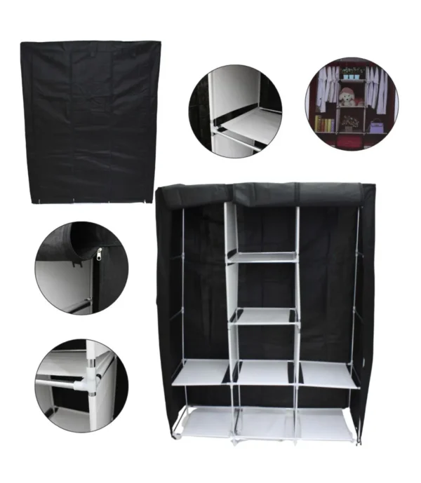 Armario 3 Puestos Closet de Tela Grande Color NEGRO