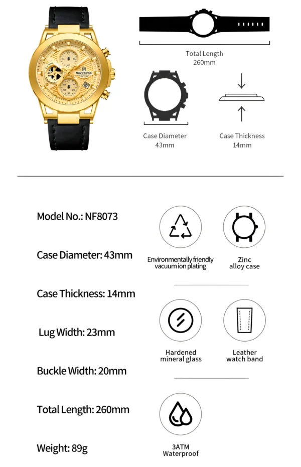 rel4 Reloj Naviforce Casual Nf8073 Crono Homb